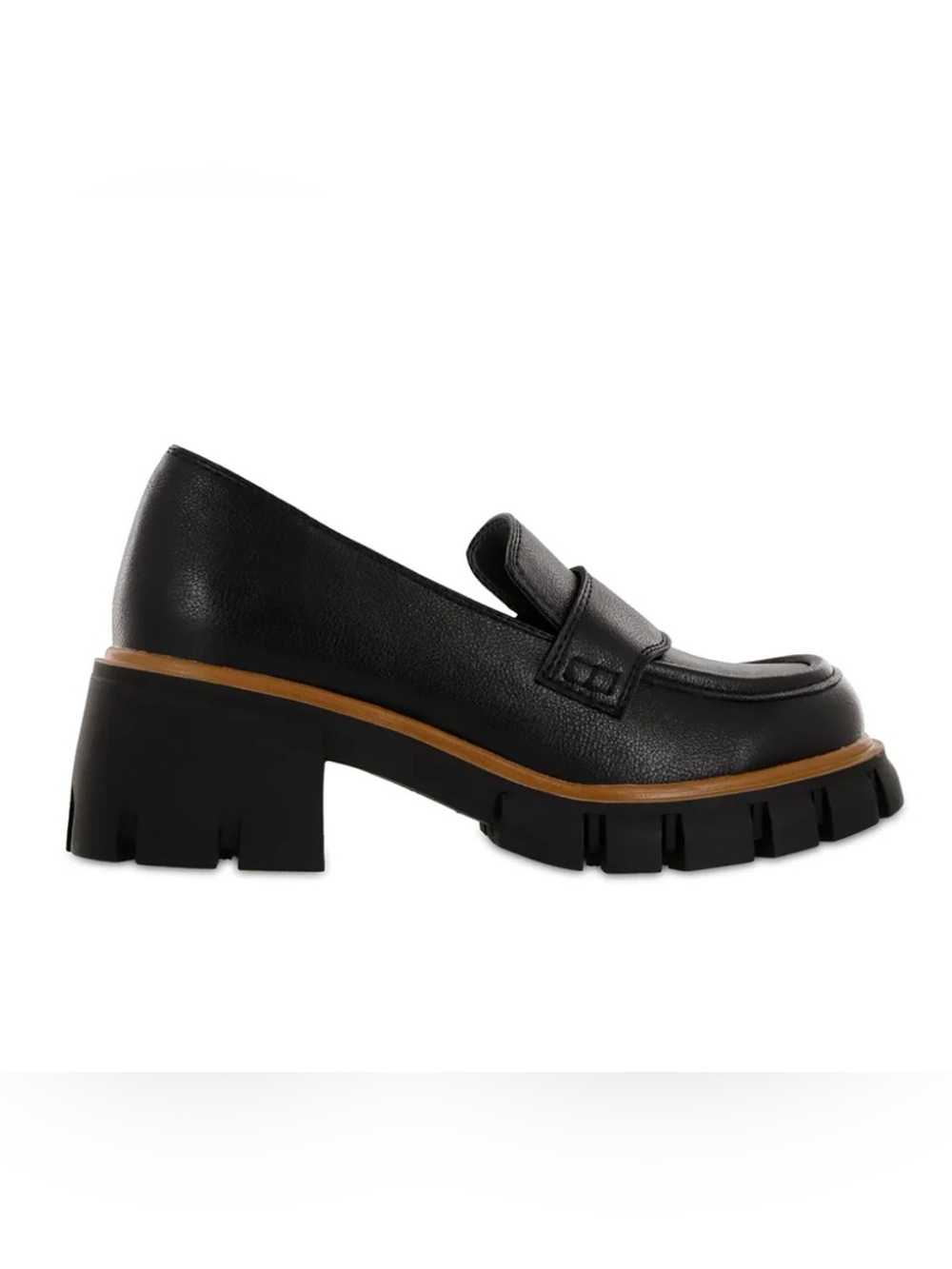 MIA Robbin Black Chunky Lug Loafer Heeled Shoes size 7.5